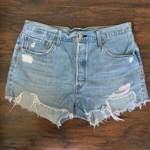 Levi's 501 Light Wash Distressed Denim Cutoff Shorts